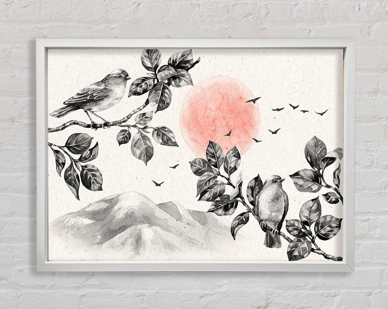 Branches Over The Japanese Sunet Framed Wall Art