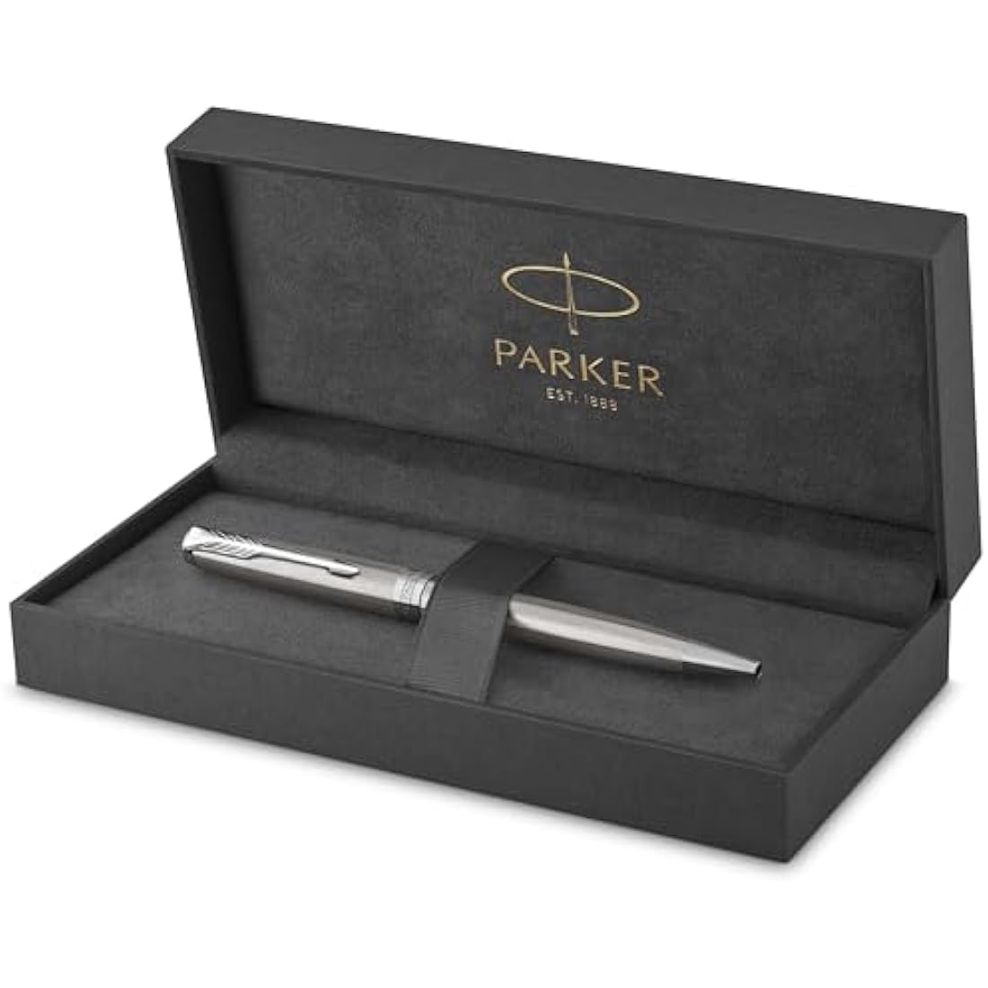 Parker Sonnet Ballpoint Pen | Stainless Steel with Palladium Trim | Medium Point Black Ink | Gift Box