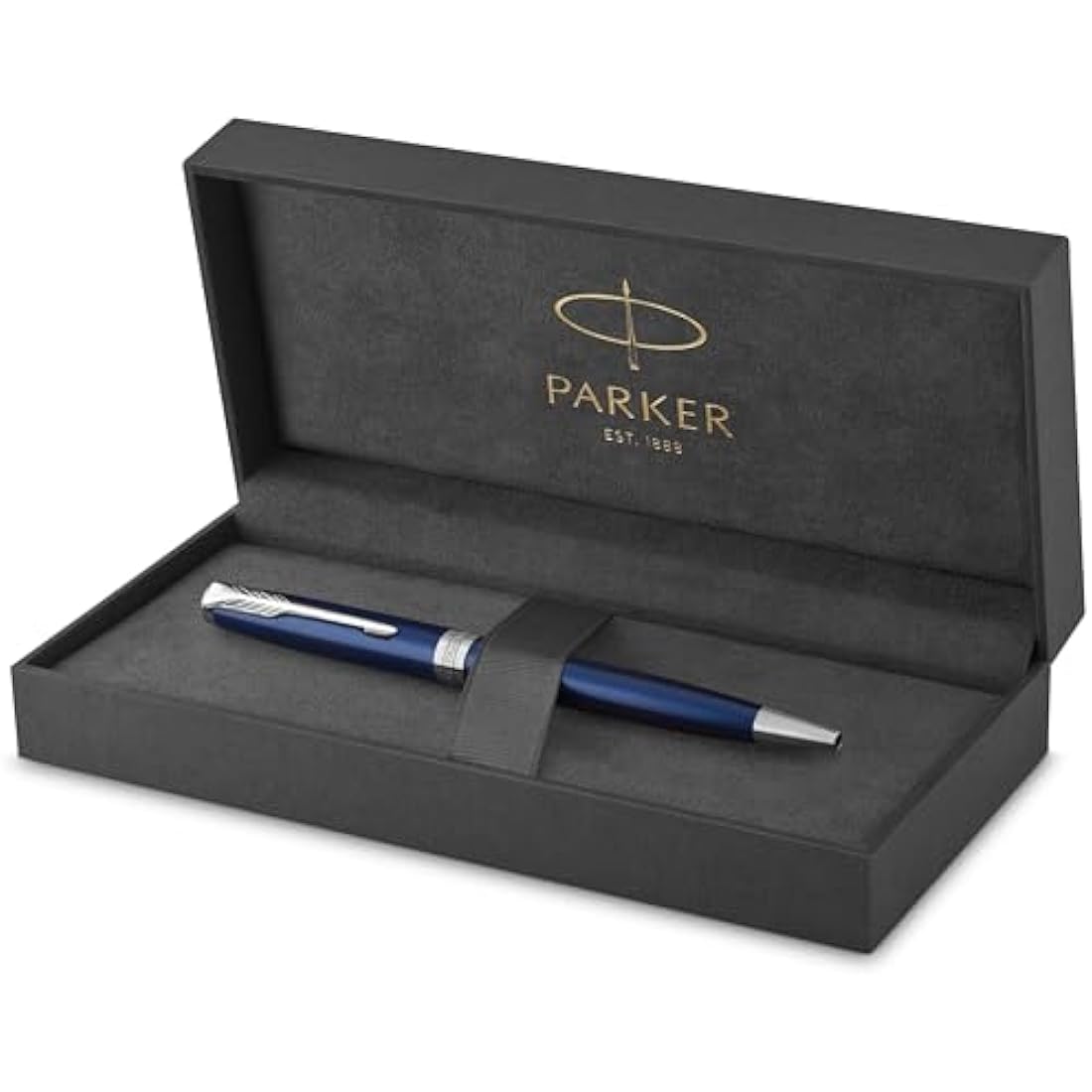 Parker Sonnet Ballpoint Pen | Blue Lacquer with Palladium Trim | Medium Point Black Ink | Gift Box