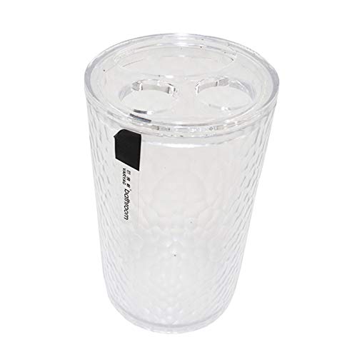 London Boutique 4 Pieces Bathroom Accessory Set Clear Soap Dispenser Toothbrush Holder Tumbler Soap dish (Clear White)