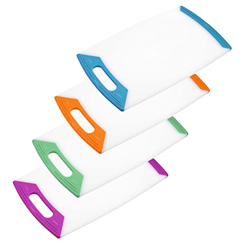 London Boutique Chopping Board - Chopping Board Set - 4 Pieces Set - Heavy Duty BPA Free - Non-Slip Rubber Feet - Smart Color Code - 42.5cm*25.5cm (1 Color Each, 4)