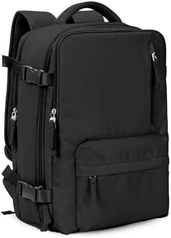 VGCUB Arge Travel Backpack, Unisex Airline Approved Gym Backpack with Laptop Compartment, 40L, Nylon, Water Resistant, Solid Black