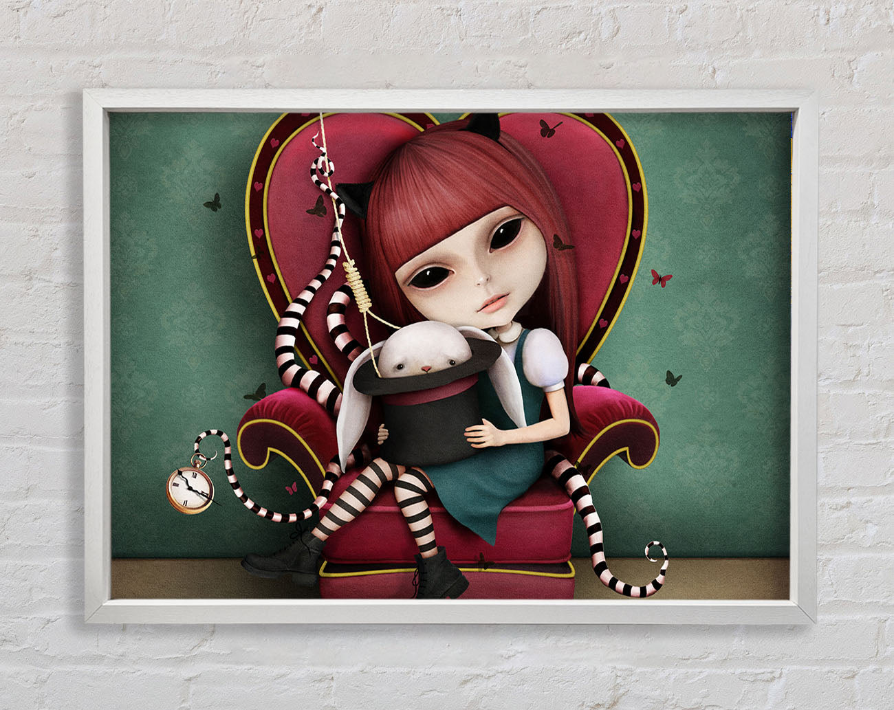 Creepy Alice In Wonderland Framed Wall Art