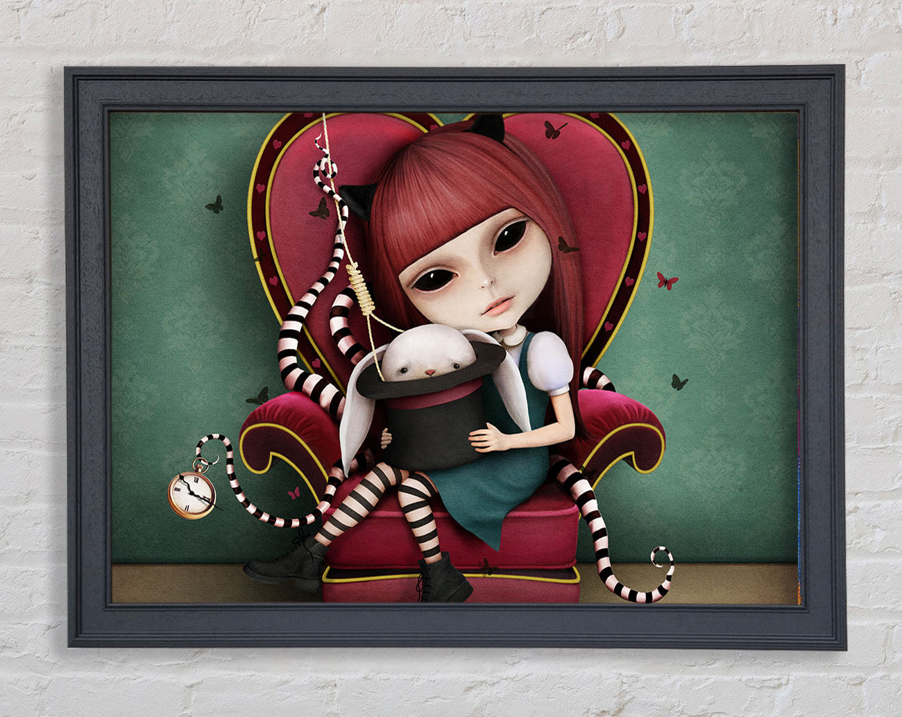 Creepy Alice In Wonderland Framed Wall Art