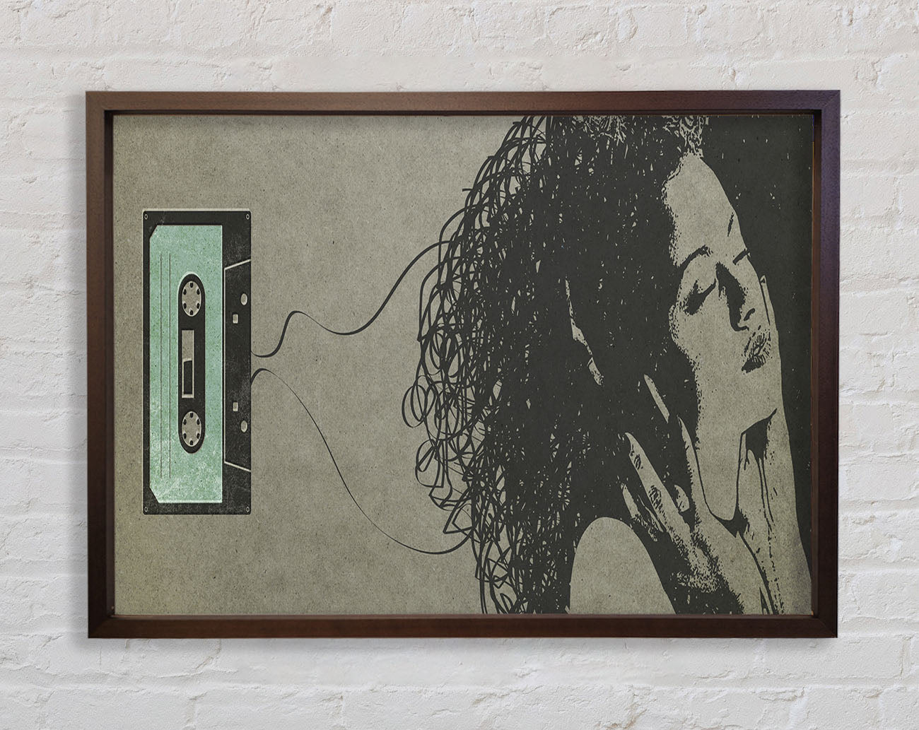 Cassette Tape Woman Framed Wall Art