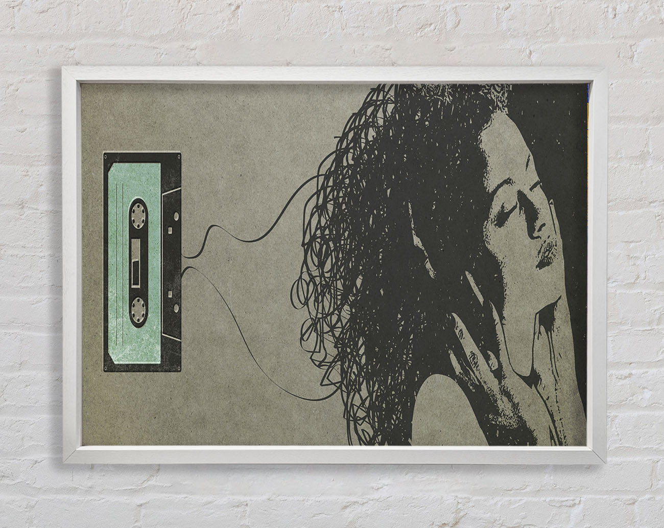 Cassette Tape Woman Framed Wall Art