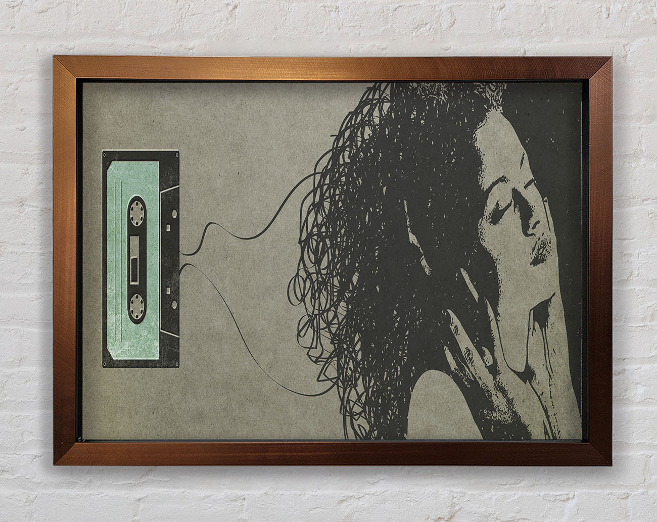 Cassette Tape Woman Framed Wall Art
