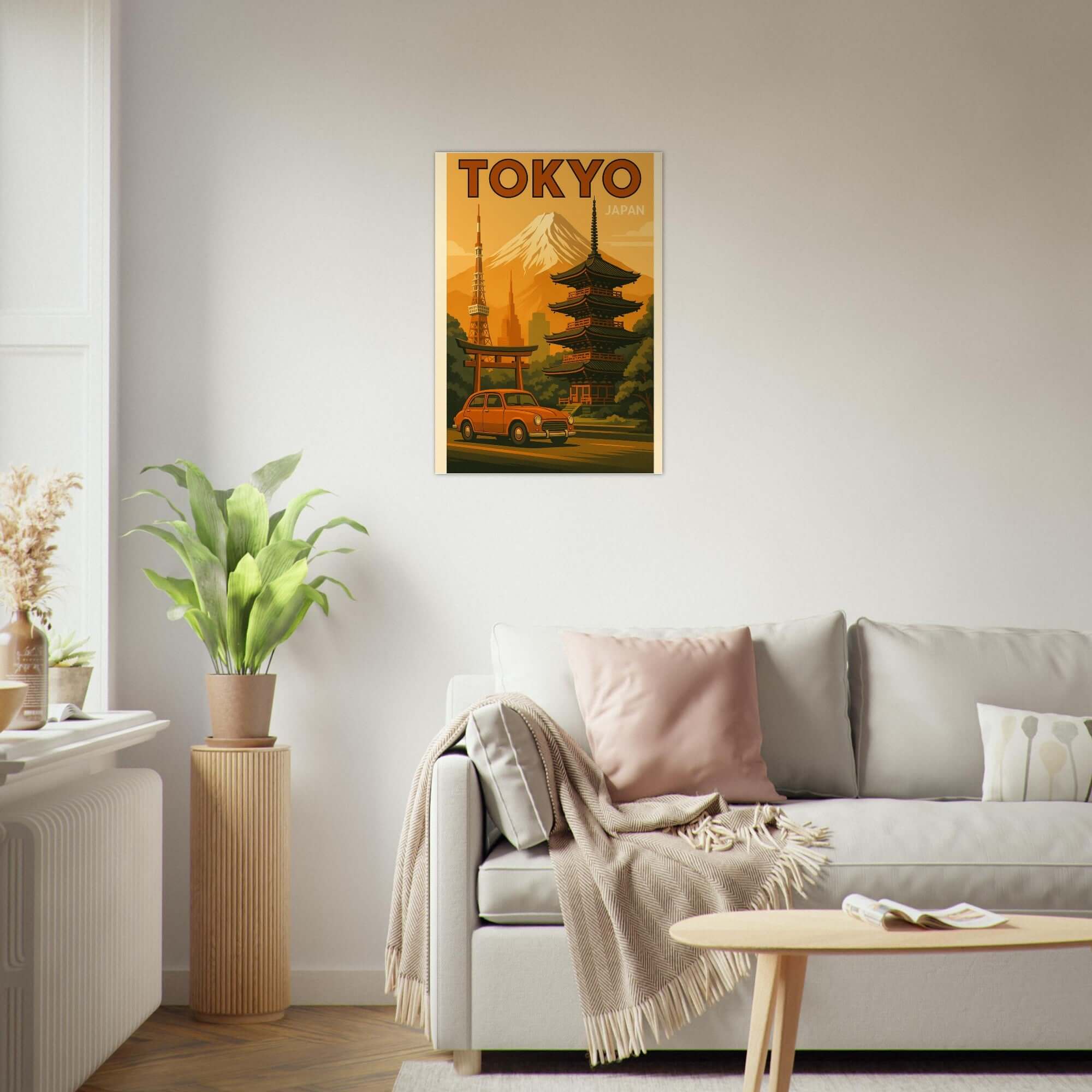 Vintage Tokyo Travel Poster – Retro Japan Wall Art with Mount Fuji