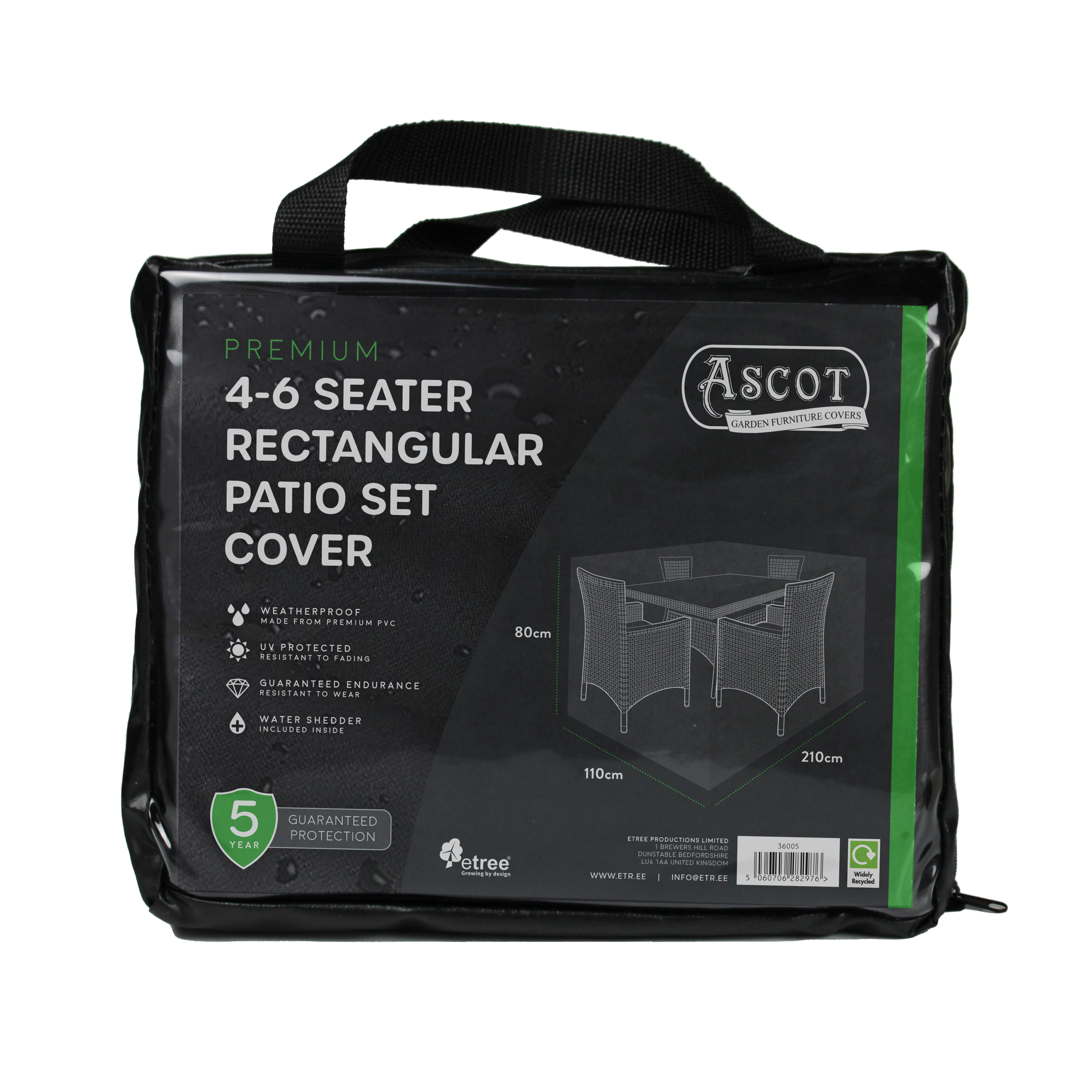 Premium Medium(4-6 seater) Rectangular Patio Set Cover - 210 X 110 X 80 (H) cm