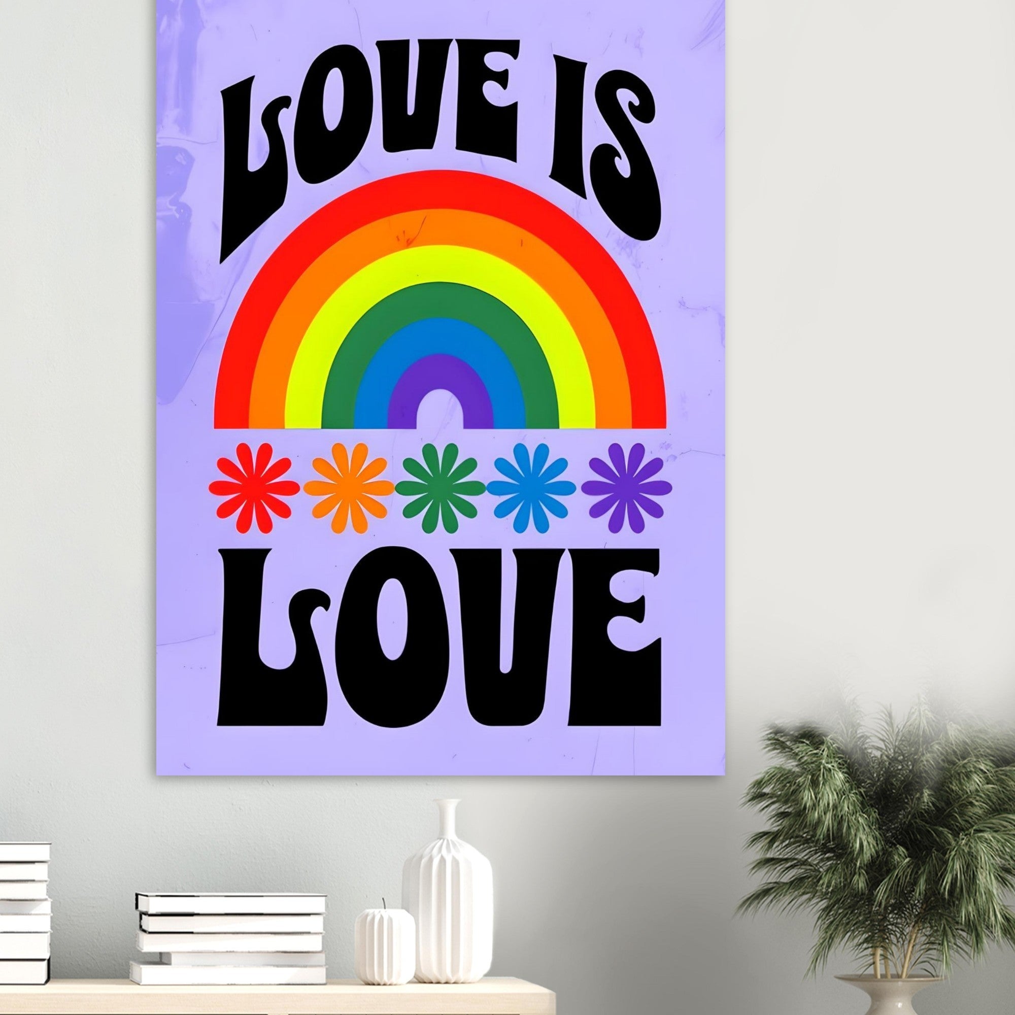 Love Is Love Rainbow Wall Art – Retro Pride Poster, 70s Style LGBTQ+ Equality Print