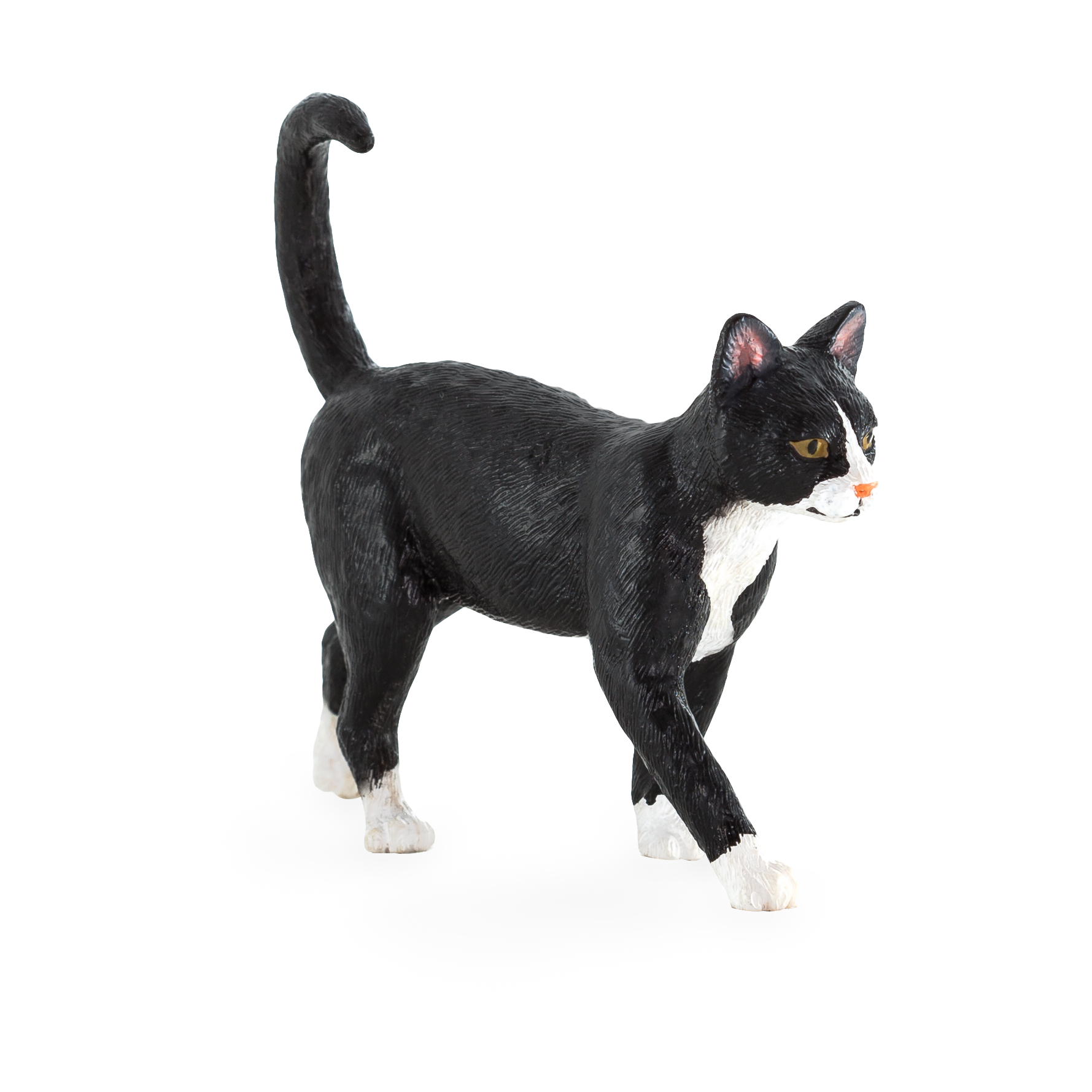 Cat Black & White Toy Realistic Pet Figurine