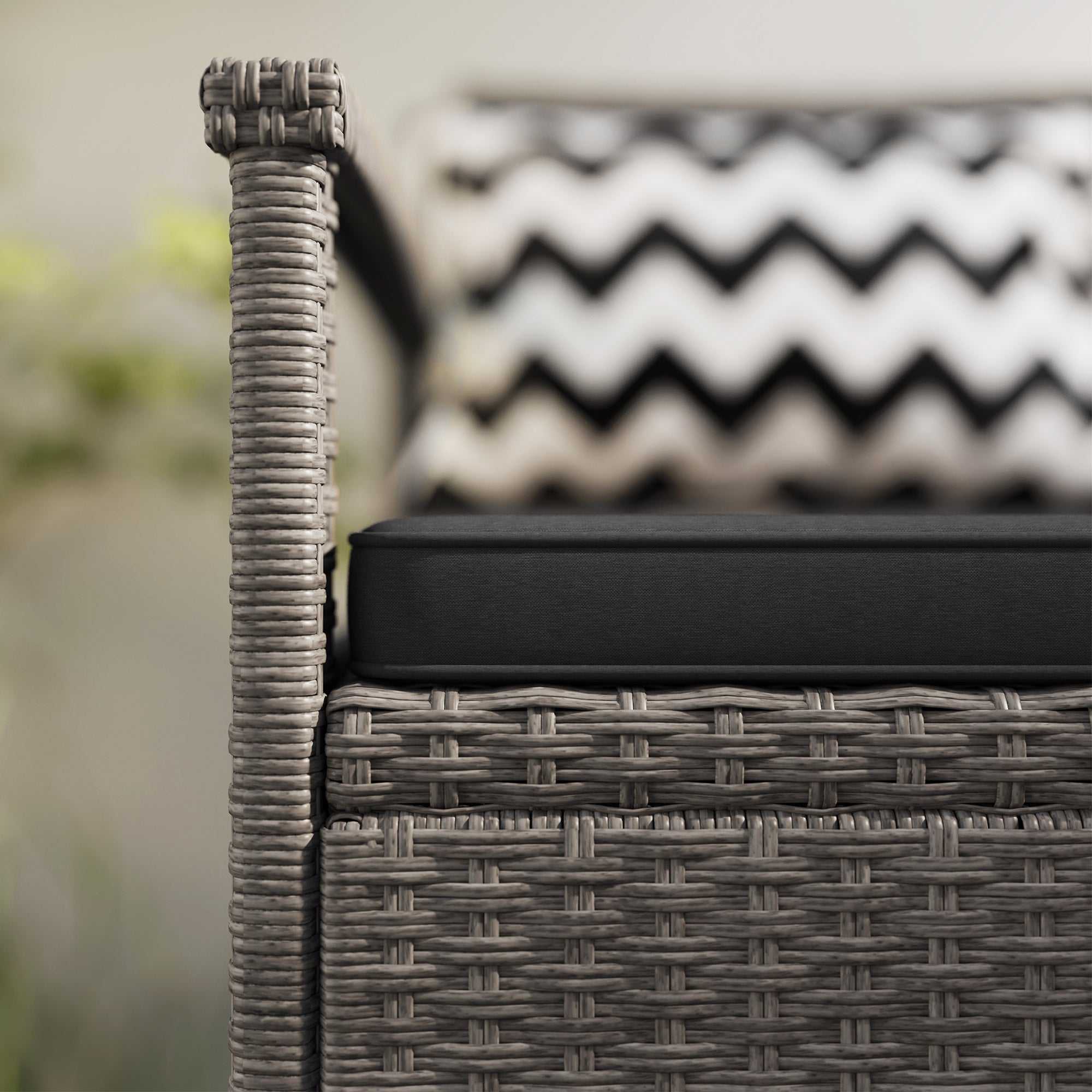 Outsunny 160L Rattan Garden Storage Bench, Cushioned Outdoor Bench, Grey