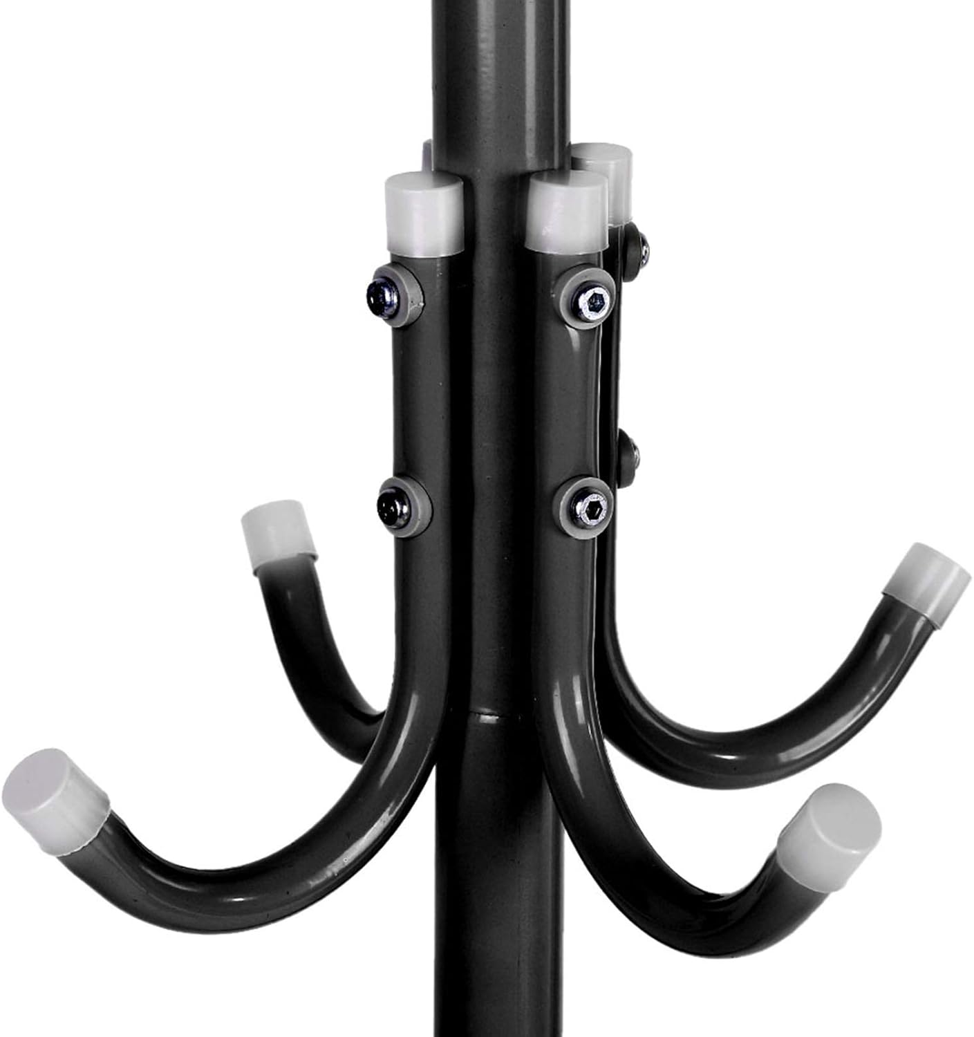 Steel Standing Coat Rack – 12 Hooks, Triangle Base, 68.5in Tall – Black