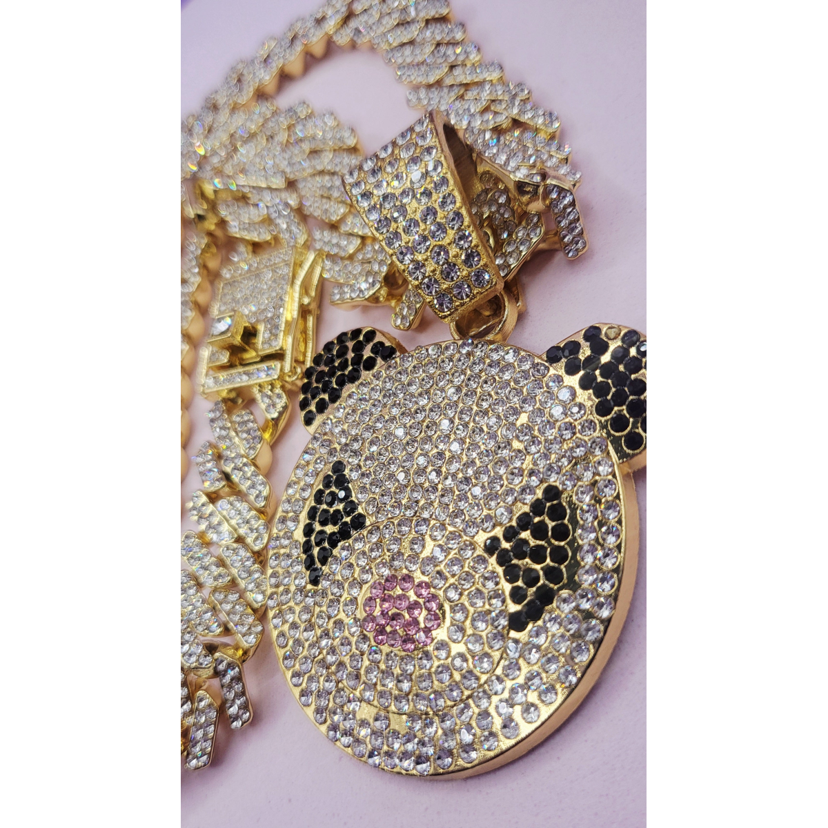 Iced Out Crystal Bling Panda Pendant Chain