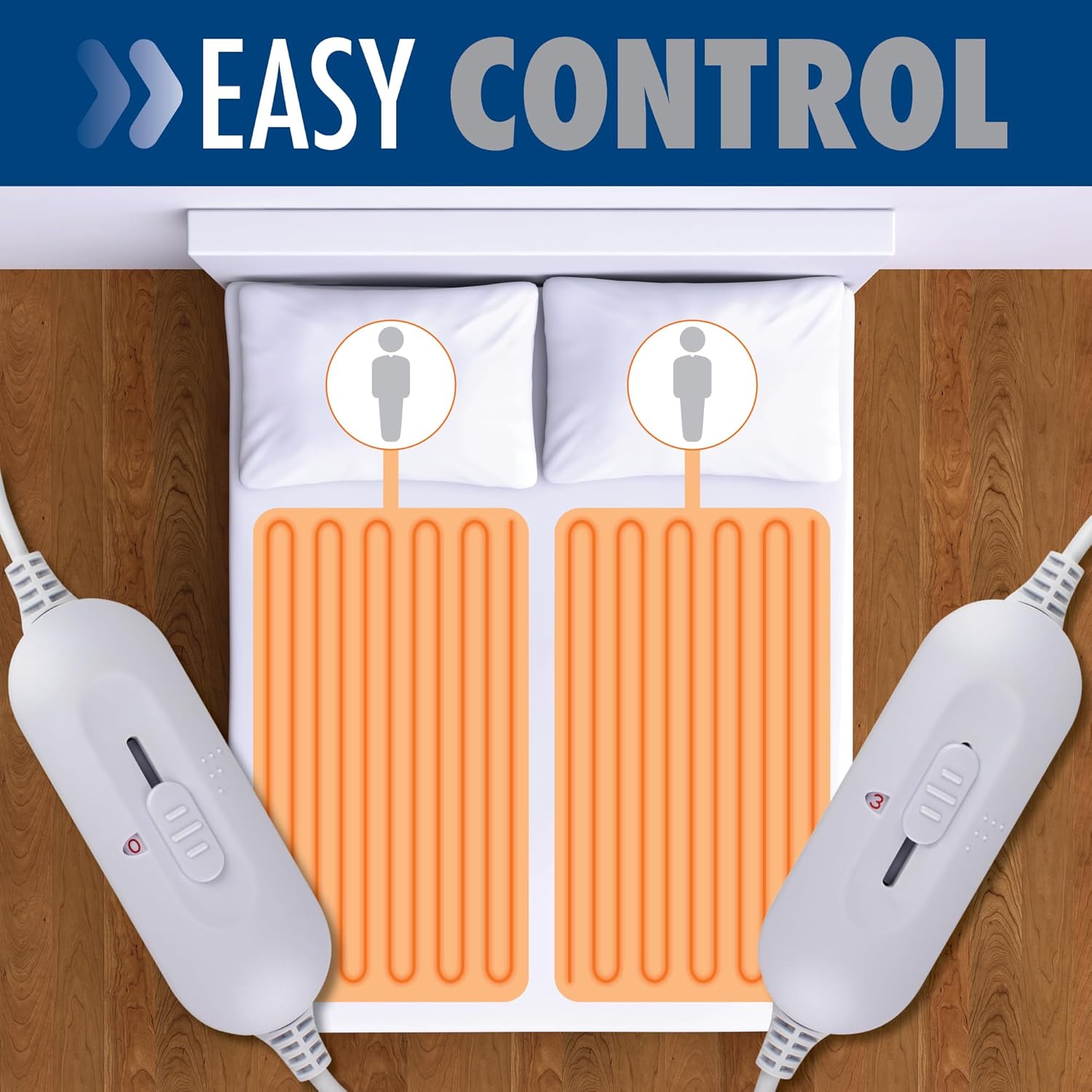 Double Electric Blanket 193x137cm Soft Polyester with 3 Heat Settings Purus