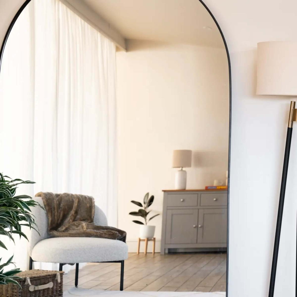 Akiko- Full Length Black Metal Arched Mirror - 200cm x 120cm