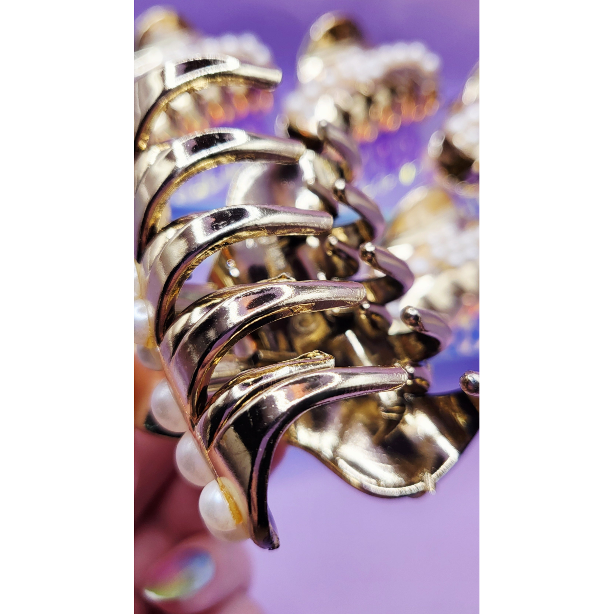 Shiny Gold Pearl Hair Clamps Pack of 12