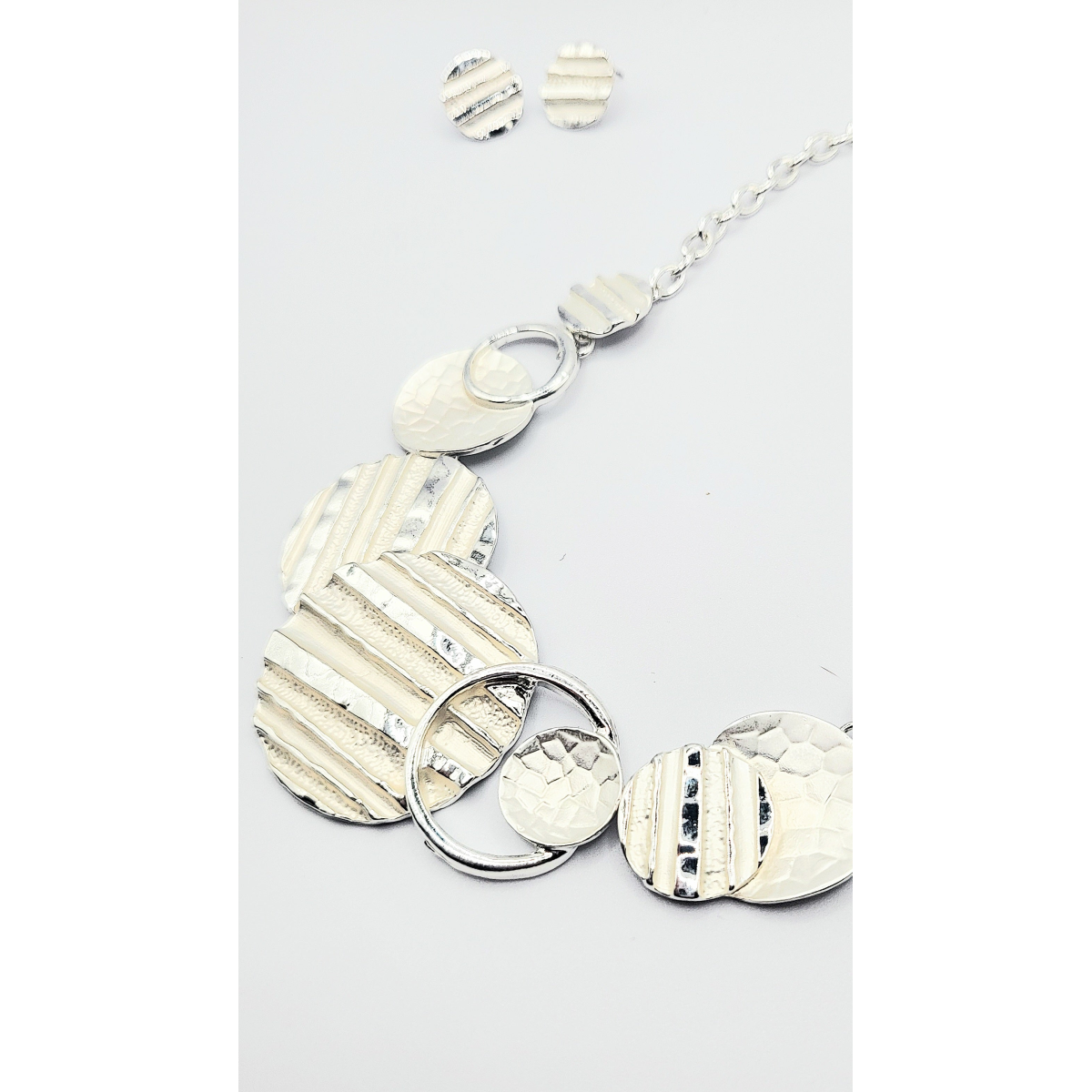 Abstract Disc Necklace & Earrings Set