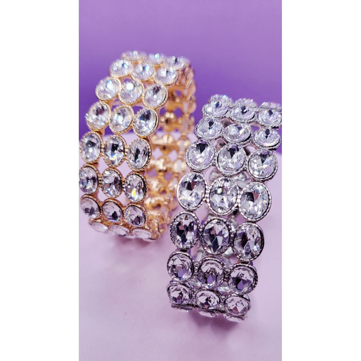 Oval Triple Row Crystal Bracelet
