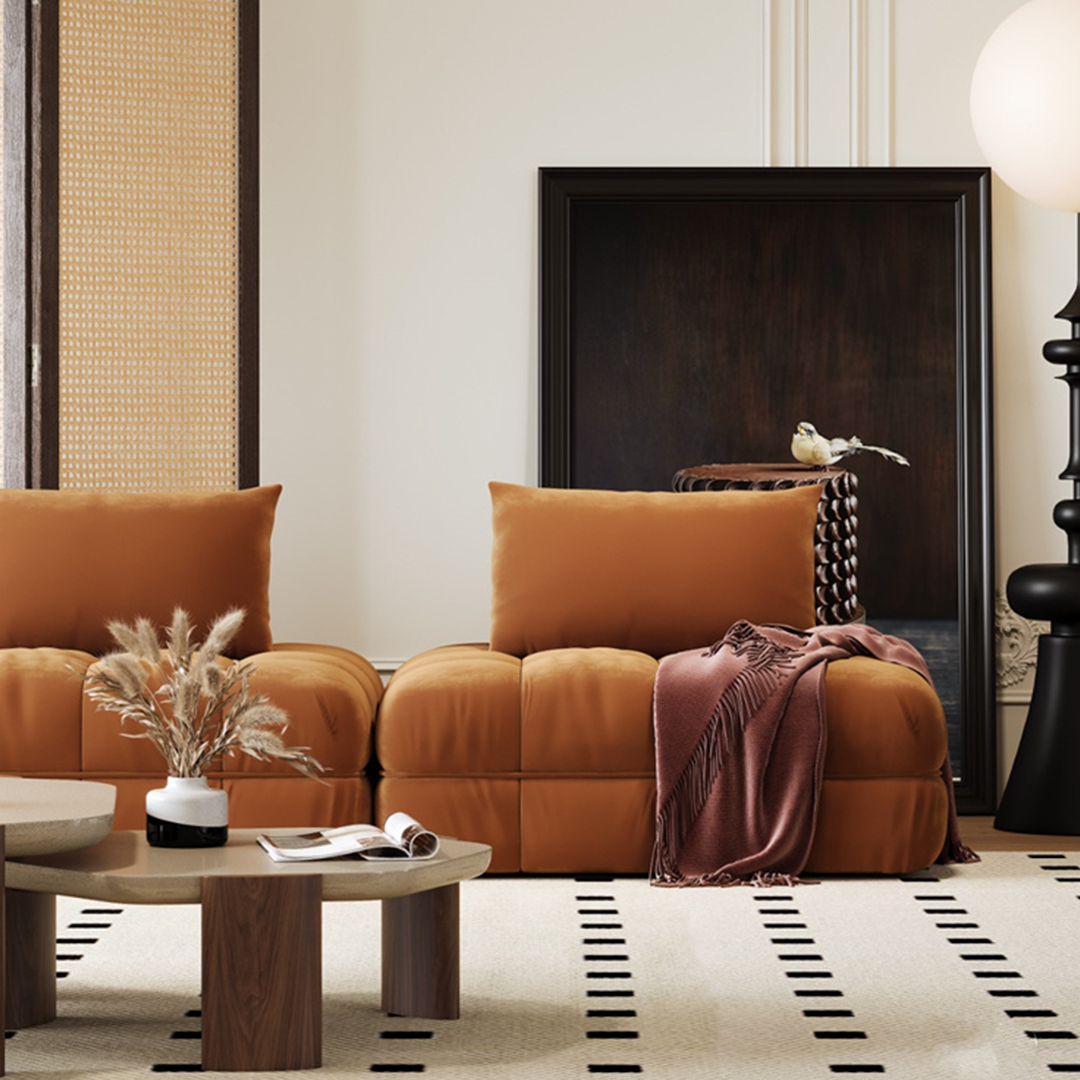 Paloma French Two Seater, Three Seater, Modular Sofa, Velvet