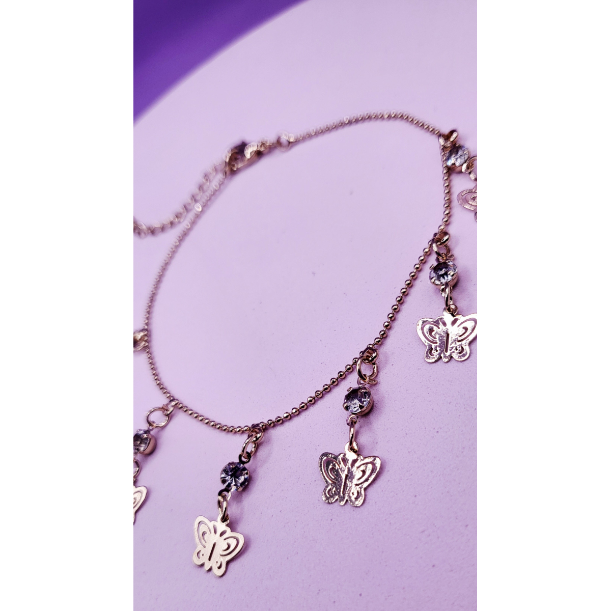 Crystal Butterfly Charm Anklet