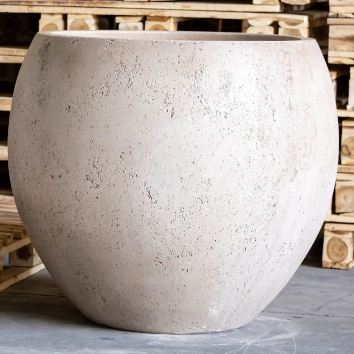Orbello | Truffle – 35cm Medium Concrete Sphere Planter – 25L Round Plant Pot