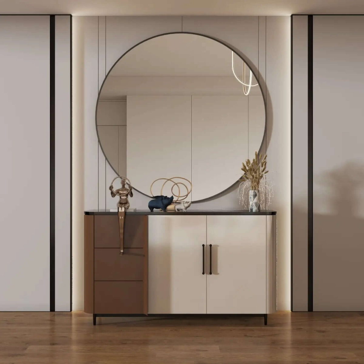 Rei- Extra Large Round Gold Metal Circle Mirror - 120cm x 120cm