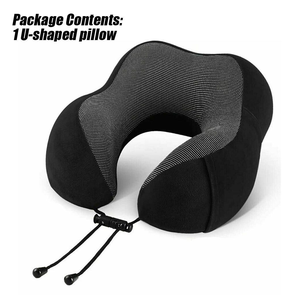 Memory Foam Travel Pillow Neck Support Cushion Without Carry Bag Ear Plugs Mask
