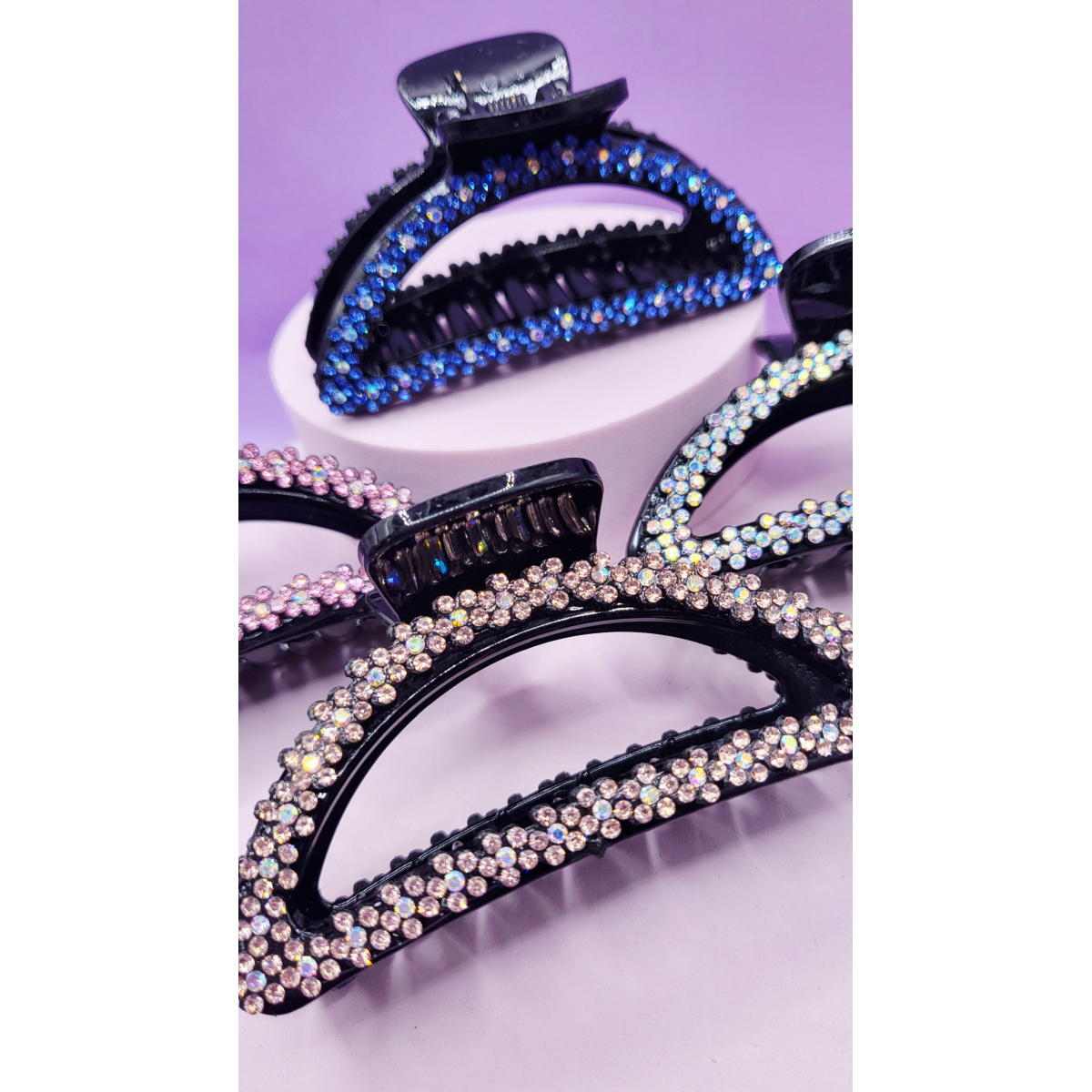 Flower Crystal Hair Clamps Pack of 12