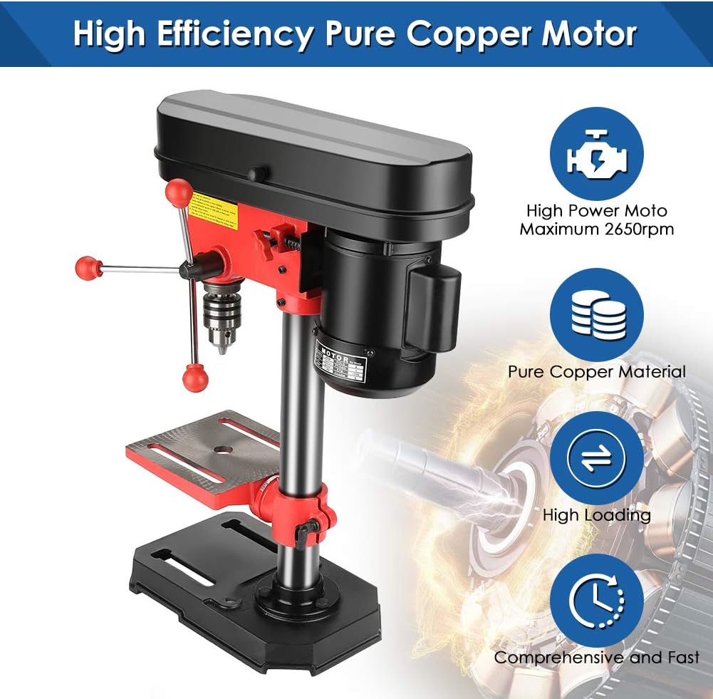 Mini Bench Drill Press 350W 5-Speed Pillar Drill with Cast Iron Base 220V