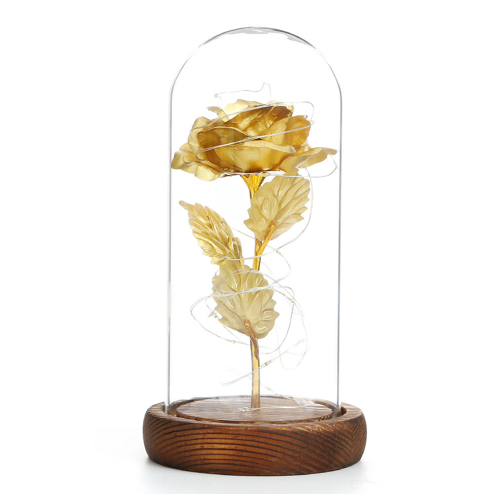 Valentine's Day Gift Simulation Gold Foil Rose Lamp Glass Cover Ornaments Color Box Packaging