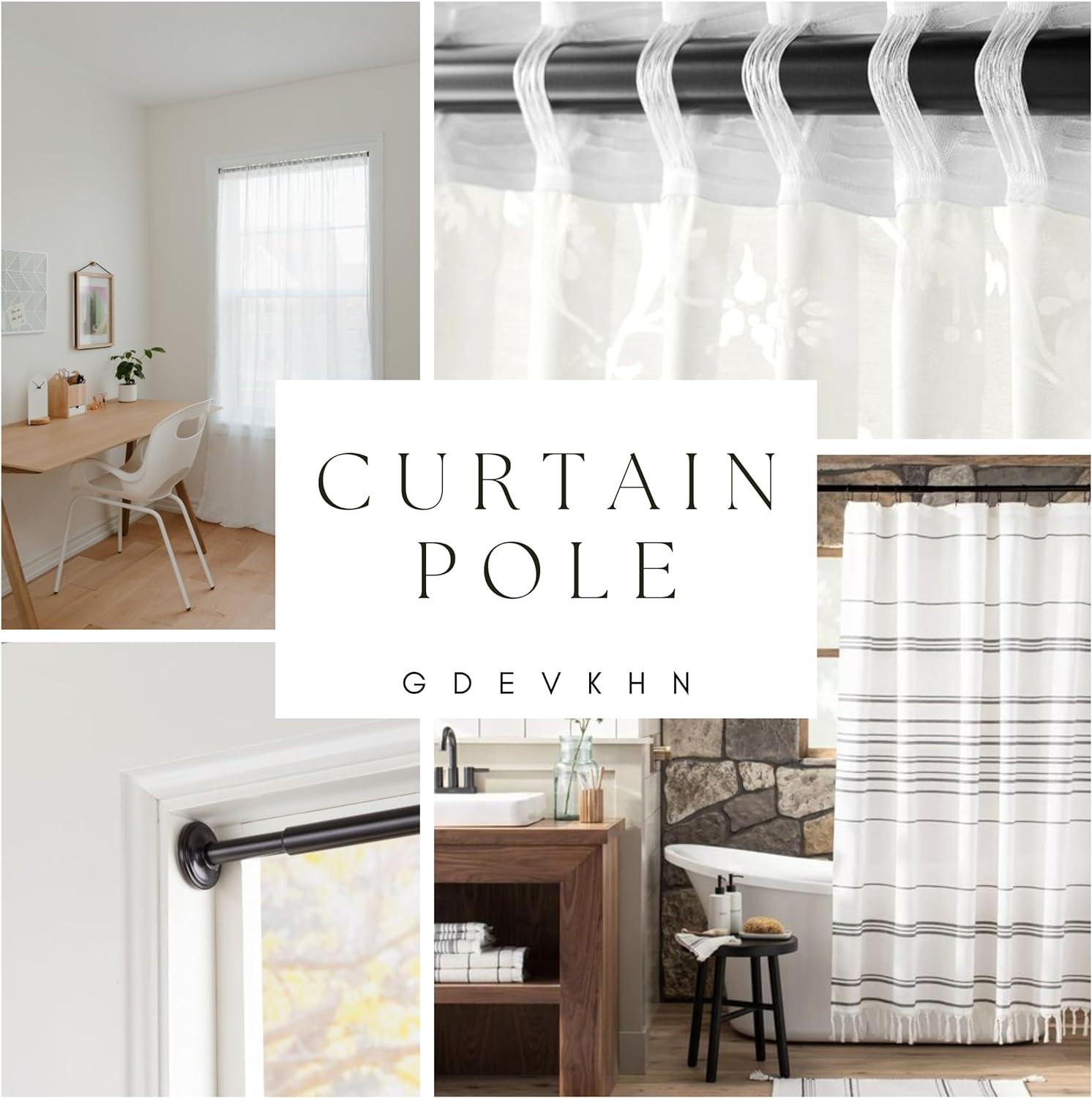 Shower Curtain Rod Extendable 90-140cm Stainless Steel 32mm Window