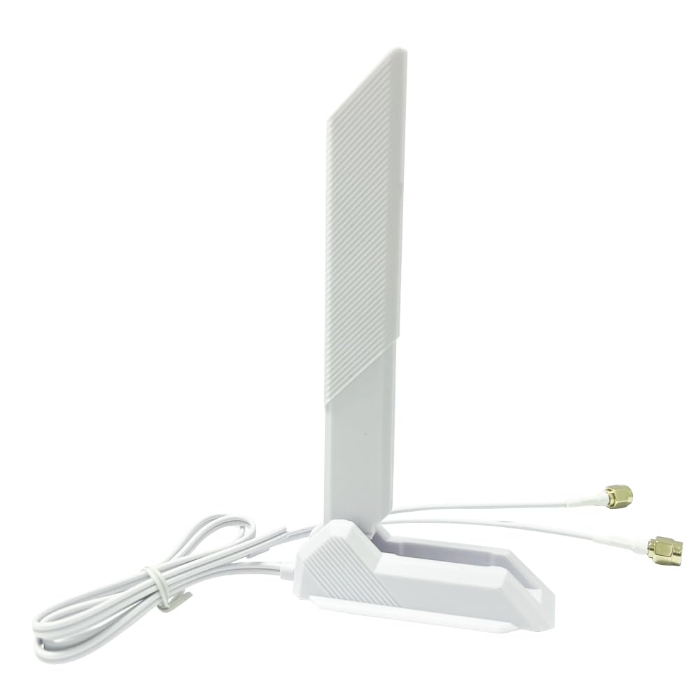 ZAHARA wifi 6e antenna white Magnetic Base Tri-Band WiFi 6E Antenna (2.4/5/6 GHz) - 12dBi Omnidirectional - 1.2m RP-SMA for PC, Gaming Motherboards
