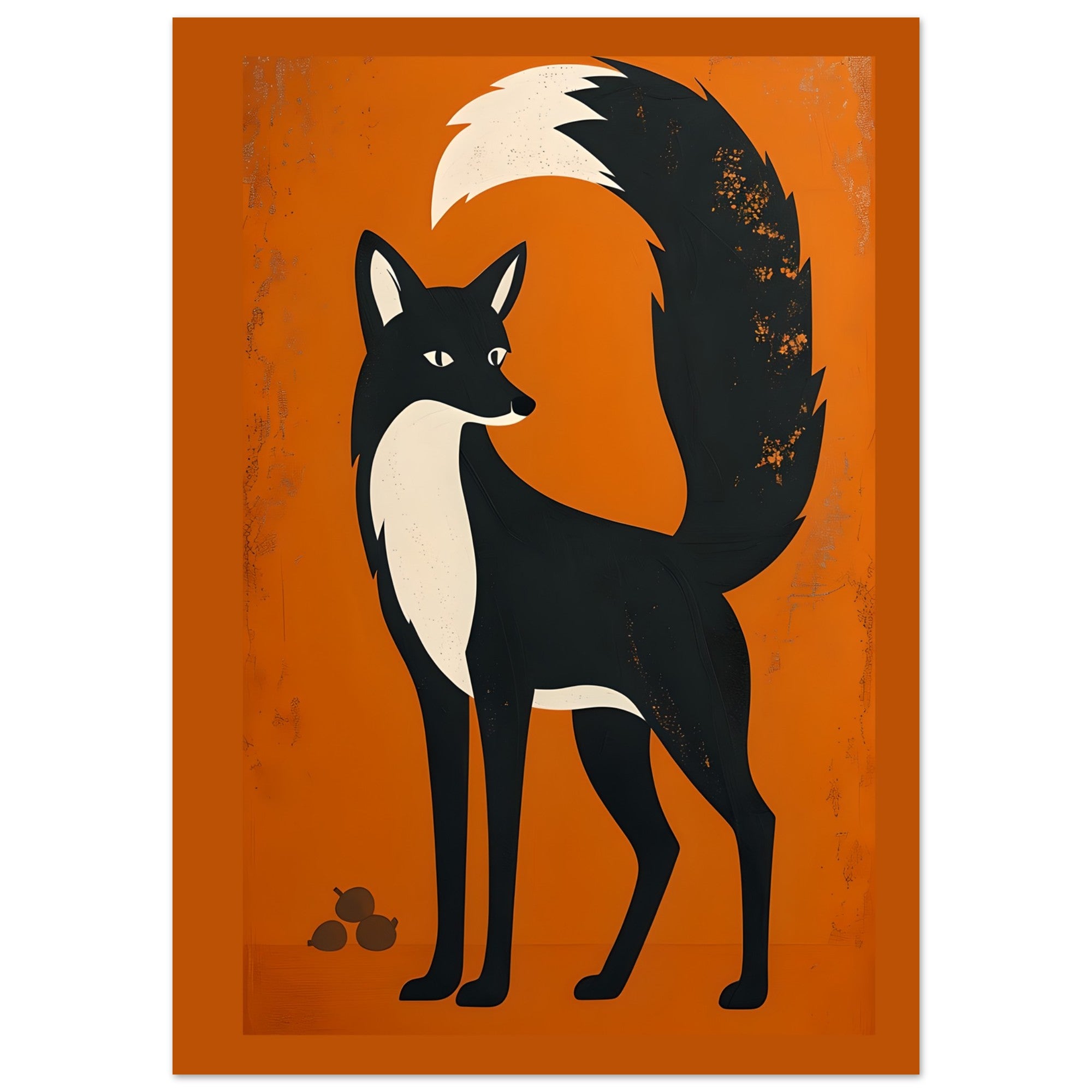 Modern Fox Poster - Scandinavian Woodland Animal Art - Retro Orange Minimalist Print for Home