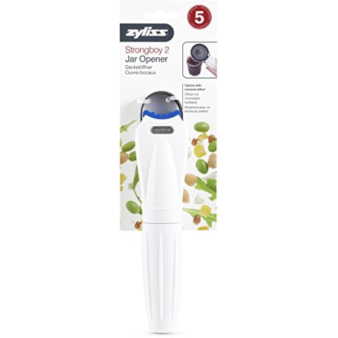 Zyliss E46145 Strongboy 2 Jar Opener, Plastic/Metal, White, Adjustable Grip to Open Opens Jar/Bottle Lids/Caps