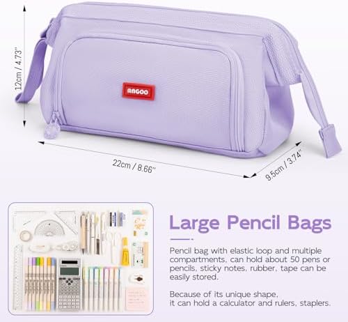 Mamowla Large Pencil Cases for Girls Super Big Pencil Case for Women Zipper Smoothy Pen Case Pouch Holder Stationery Organizer Duarable School Pencil Cases