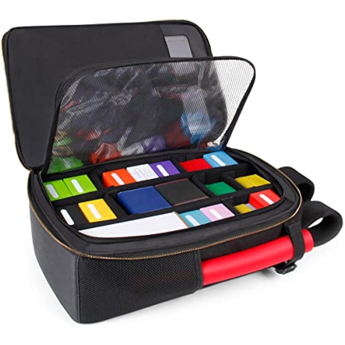 ENHANCE MTG Backpack TCG Card Storage - TCG Backpack for Deck Boxes, Sleeved Cards, Playmats, MTG Accessories - Customizable Card Organization Protected by Built-in Card Defender Screen (Black)