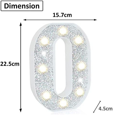 LED Marquee Letter Lights, Light Up Silver Letters for Bedroom Glitter Gifts for Teenage Girls Alphabet Letter Sign Battery Powered Night Light Birthday Party Wedding Home Decoration, Silver Letter O