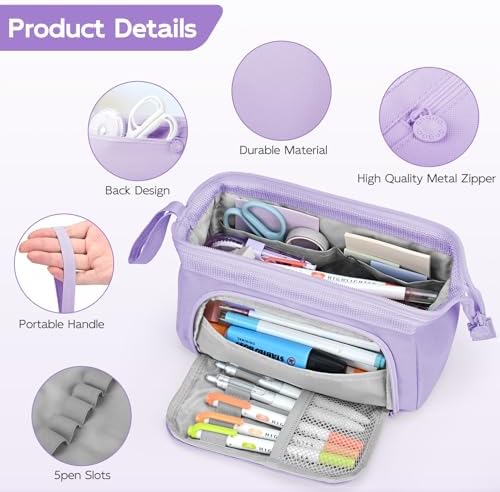 Mamowla Large Pencil Cases for Girls Super Big Pencil Case for Women Zipper Smoothy Pen Case Pouch Holder Stationery Organizer Duarable School Pencil Cases