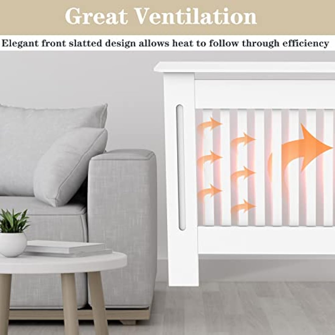 Royalswill Radiator Cover Small, White Painted Vertical Slatted Grill Cabinet Shelf, Tall Covers, MDF Wooden Heating Living Room Furniture Hallway 78(L) x 19(D) 82(H)cm