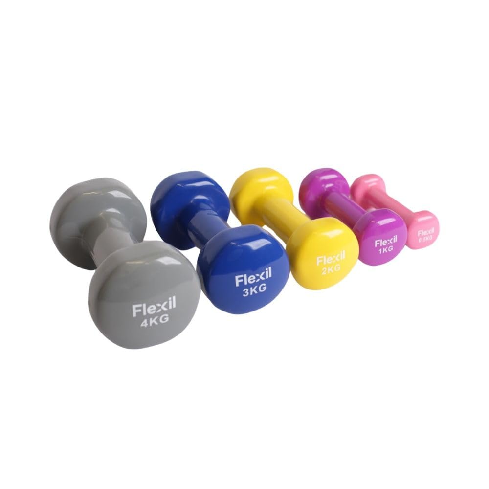 Vinyl Dumbbell Weights | Set Of Hand Weights | Home Gym Equipment | Comfortable grip (4, Kilograms)