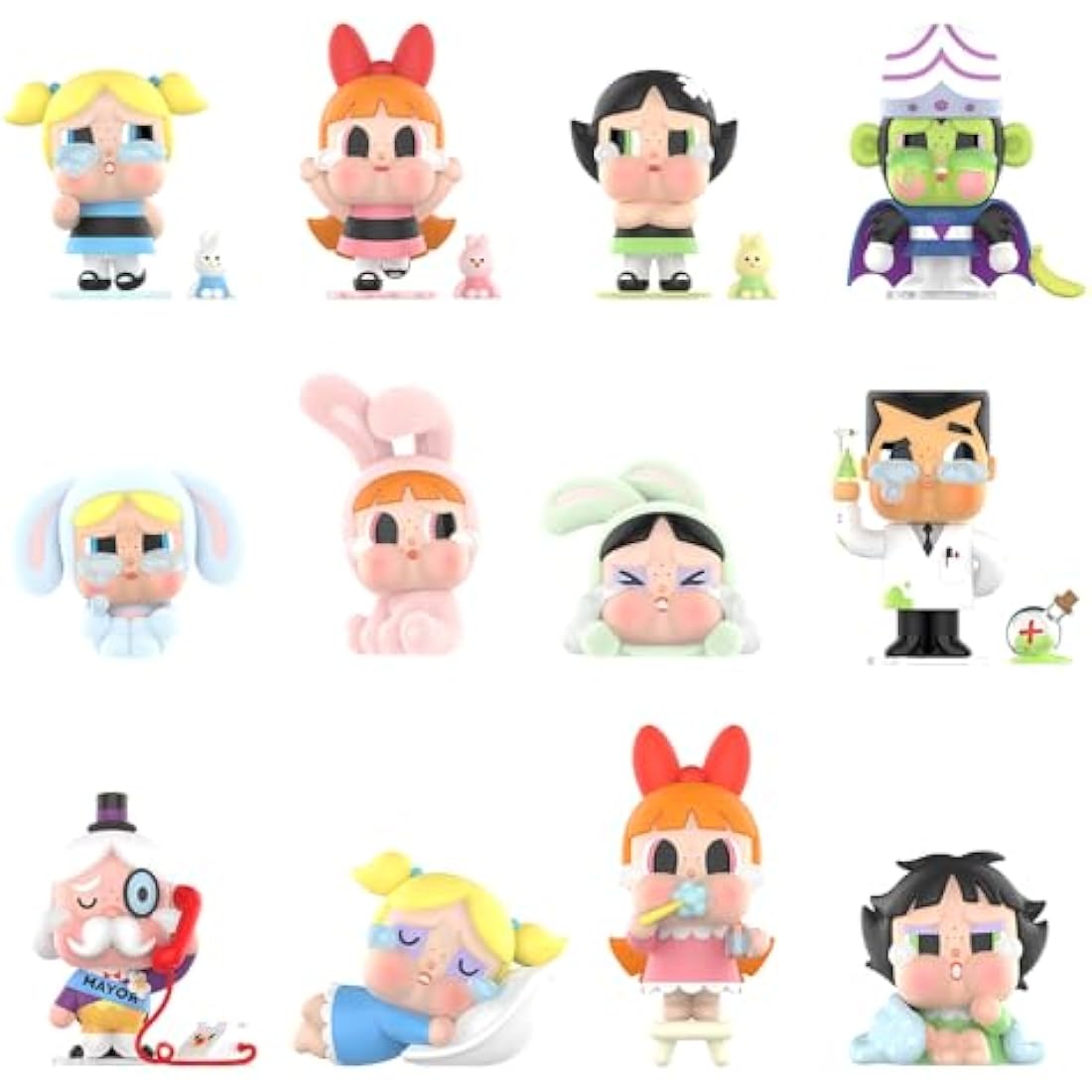 POP MART CRYBABY x Powerpuff Girls Series Whole Set(12Boxes) 2.5 inches Articulated Character Premium Design gifts for women Fan-Favorite Collectible Toy Art Toy Action Figure