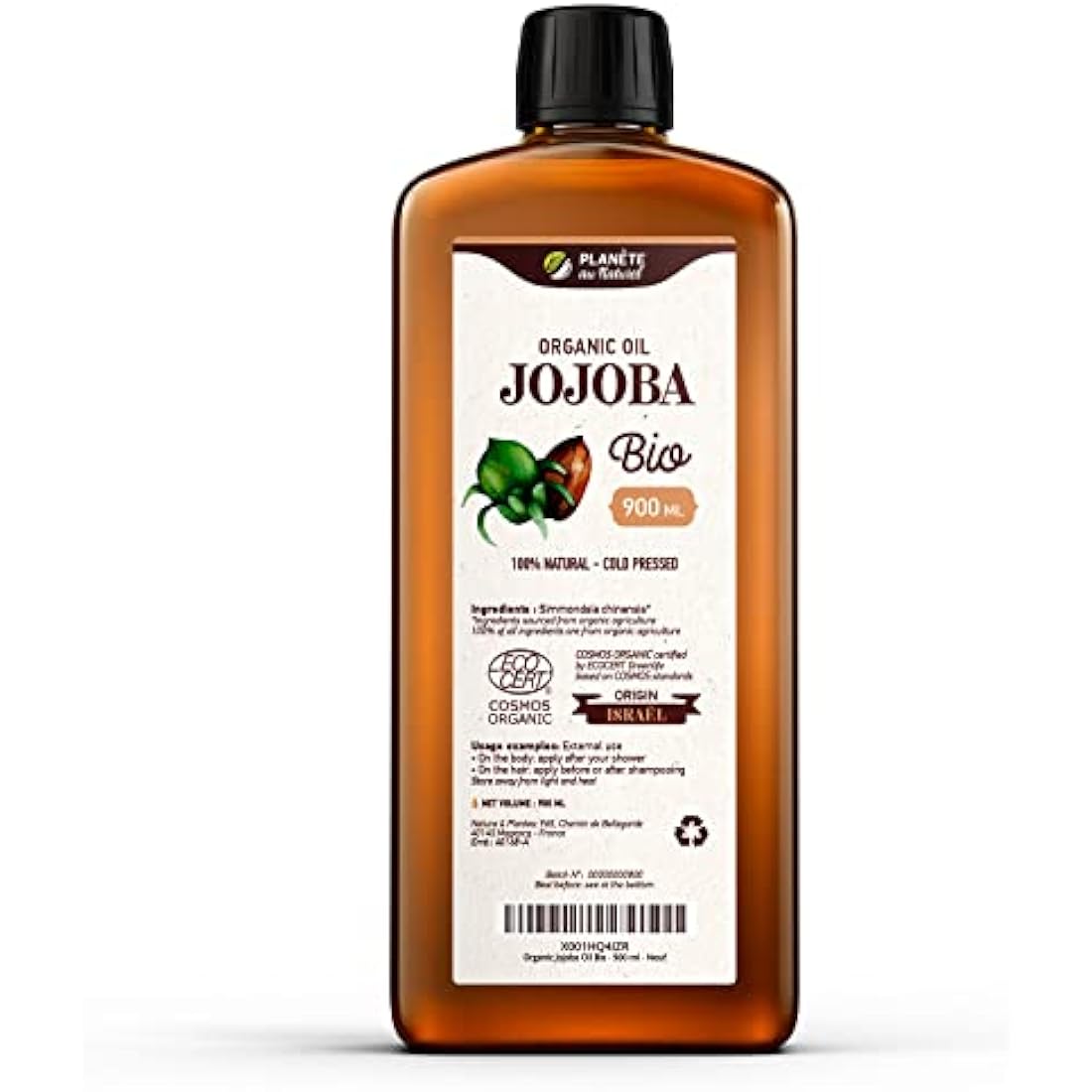Organic Jojoba oil 900 ml - Pure & Natural - Cold Pressed