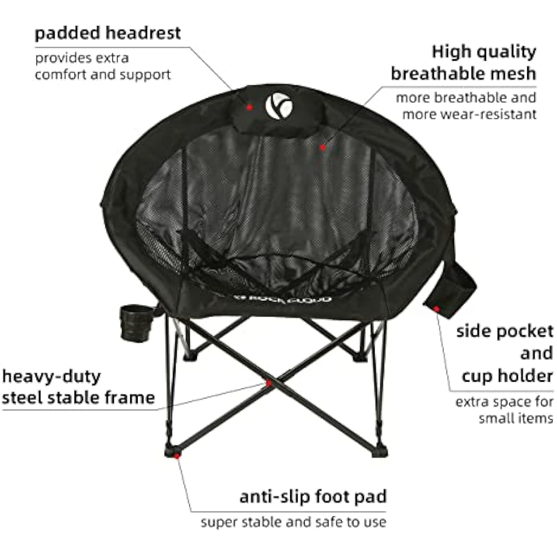 ROCK CLOUD Portable Camping Chair Folding Chairs Outdoor for Camp Hiking Backpacking Lawn Beach Sports