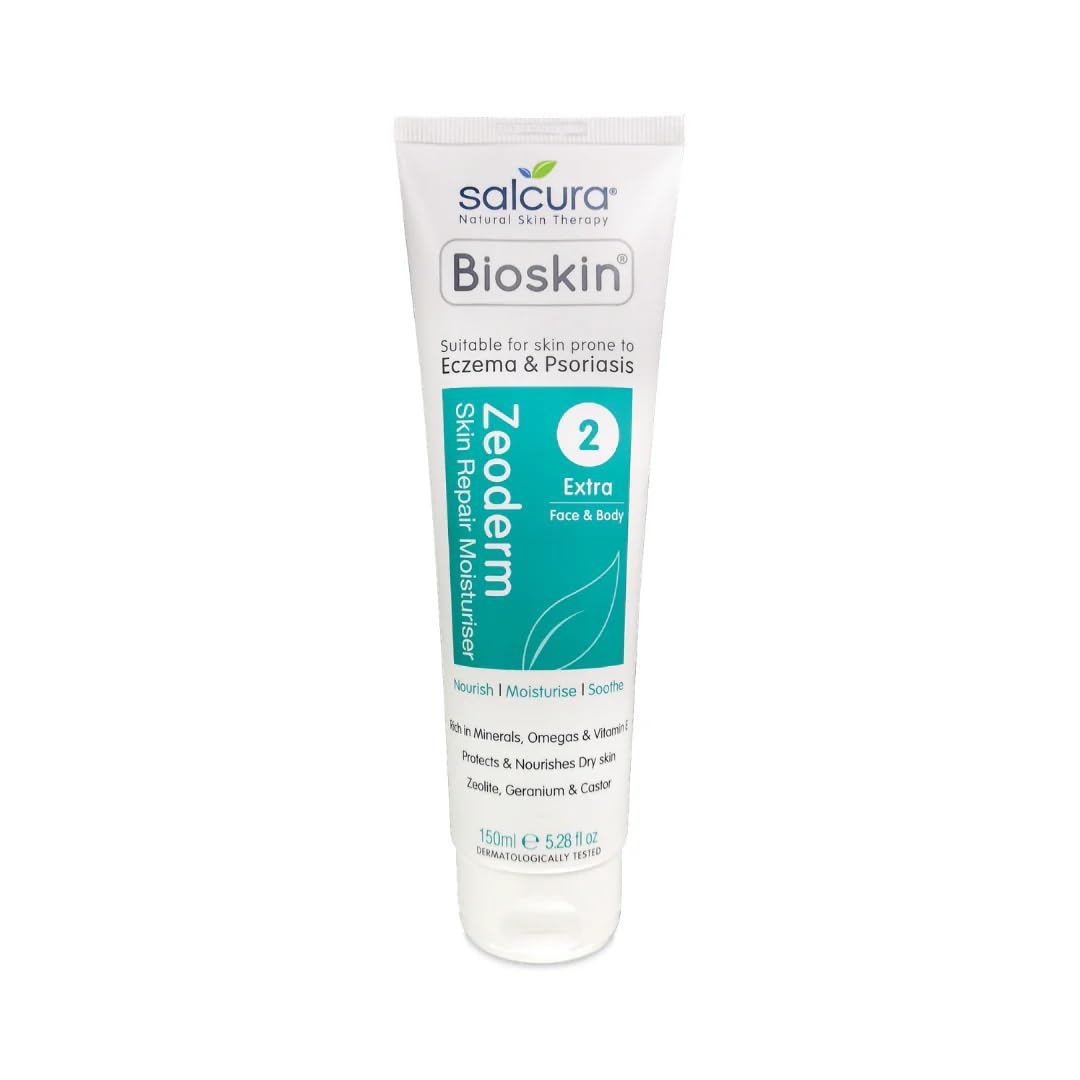 Salcura Natural Skin Therapy, Bioskin Zeoderm Intensive Moisturiser For Sensitive Skin. A Skin Repair Moisturiser Cream For Itchy Skin. Natural