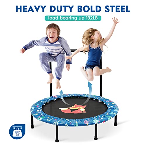 38" Kids Trampoline with Foldable Bungee Rebounder and Safety Padded Cover Mini Trampoline for Indoor and Outdoor use (Green)