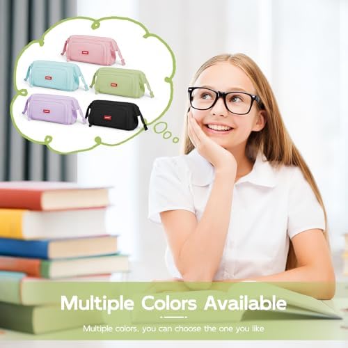 Mamowla Large Pencil Cases for Girls Super Big Pencil Case for Women Zipper Smoothy Pen Case Pouch Holder Stationery Organizer Duarable School Pencil Cases