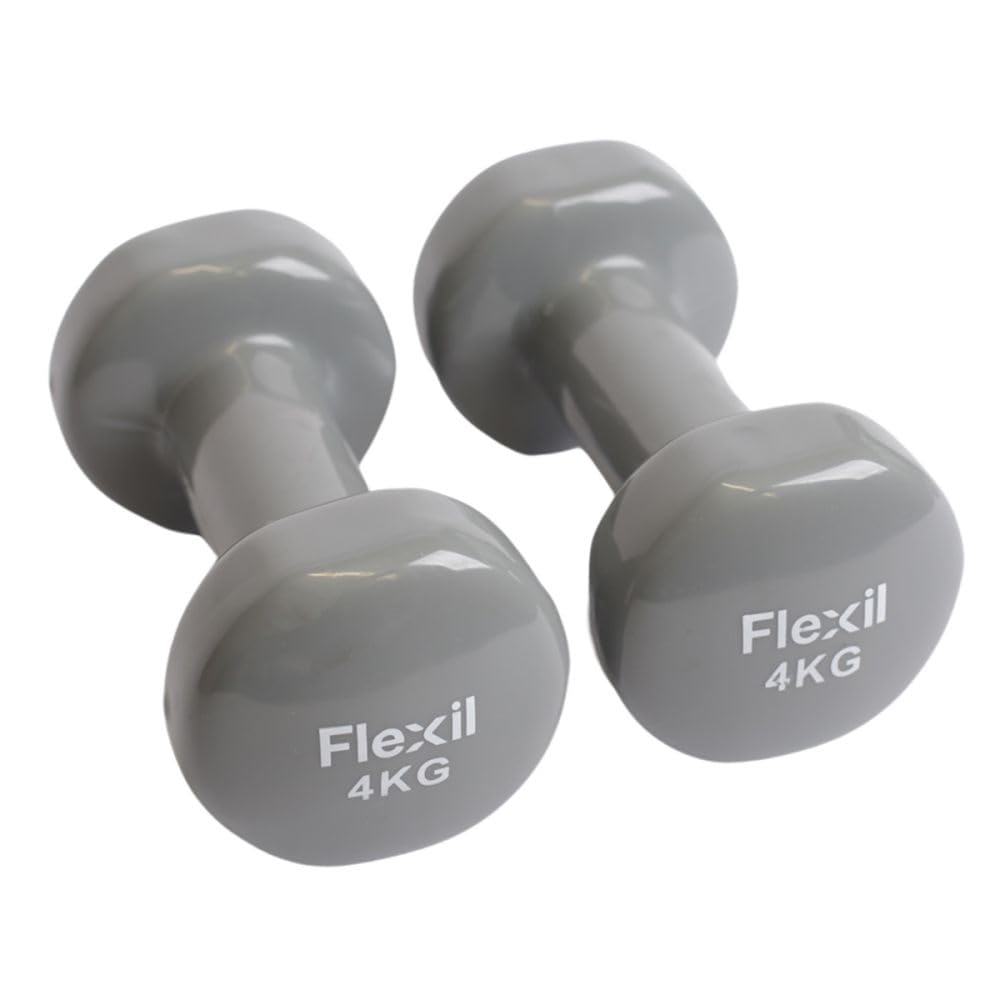 Vinyl Dumbbell Weights | Set Of Hand Weights | Home Gym Equipment | Comfortable grip (4, Kilograms)