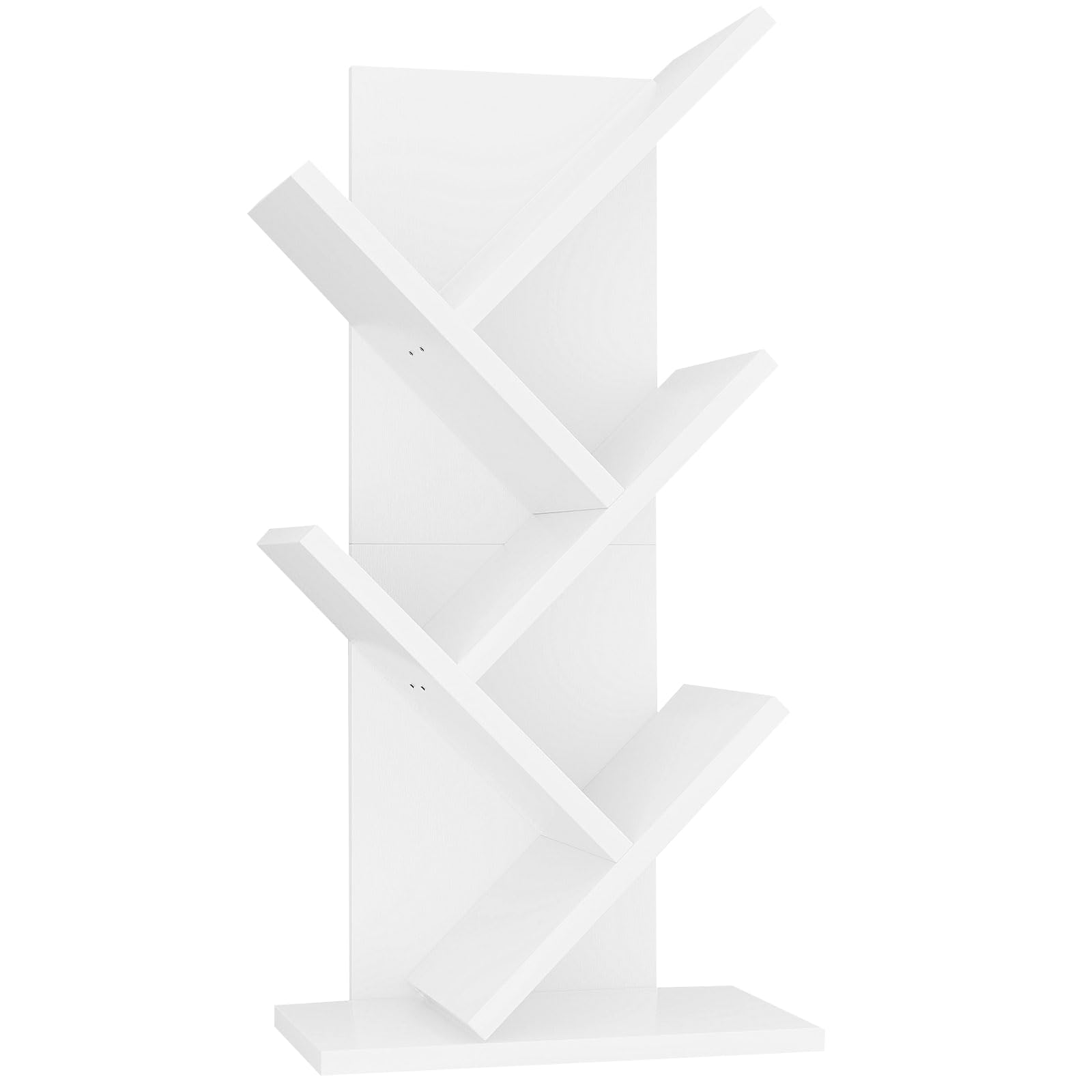 YMYNY 4 Tier Tree Bookshelf, Small Bookcase, Modern Wood Book Storage Rack, Freestanding Book Shelf for Books/Movies/CDs, Narrow Display Rack for