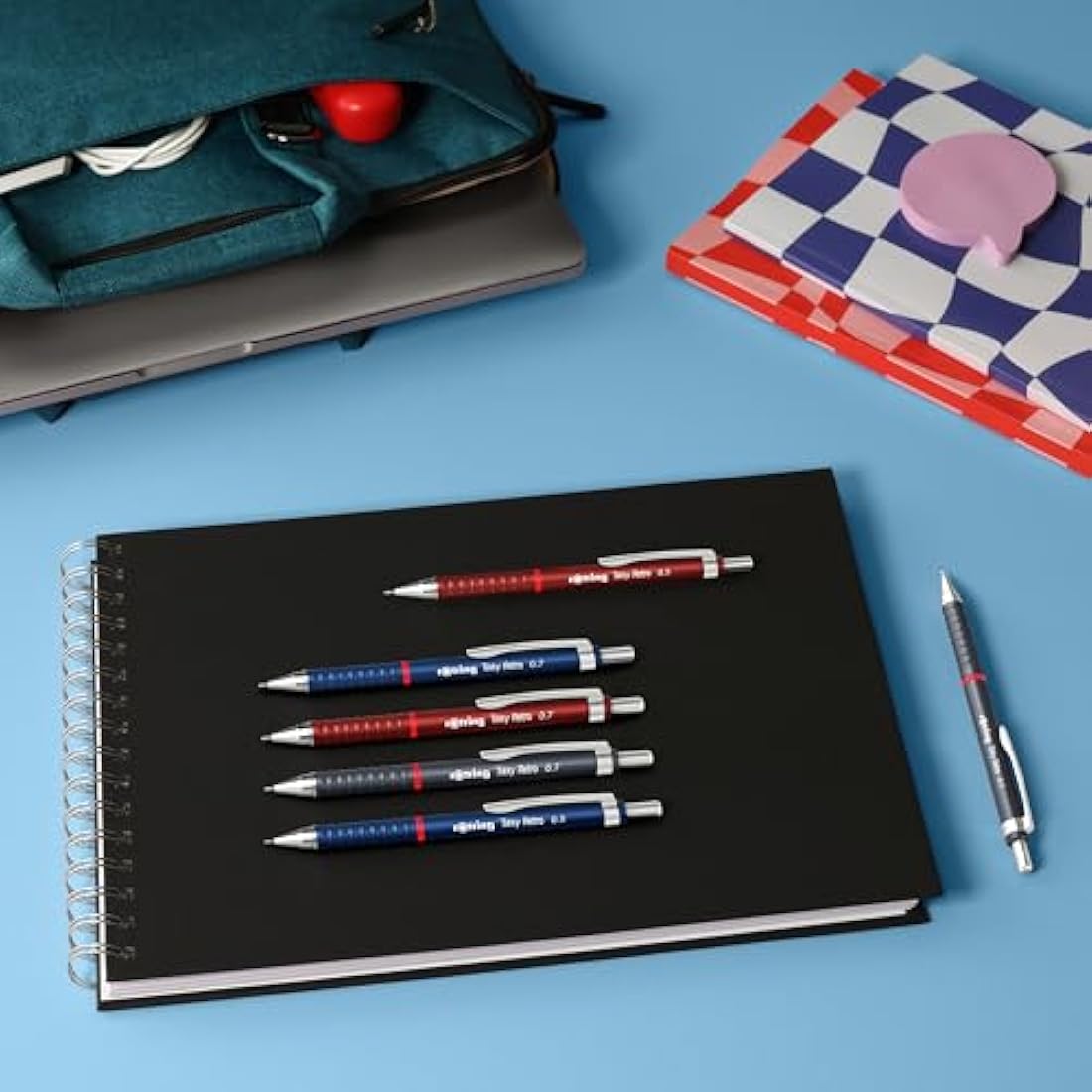 rOtring Tikky Retro Mechanical Pencils | 2B 0.5 mm | Grey Barrels | with Comfort Rippled Grip | 12 Count